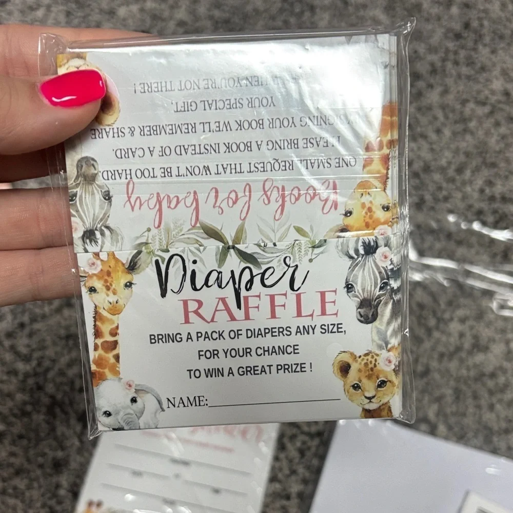 Floral Baby Shower Invitation and Diaper Raffle Set
